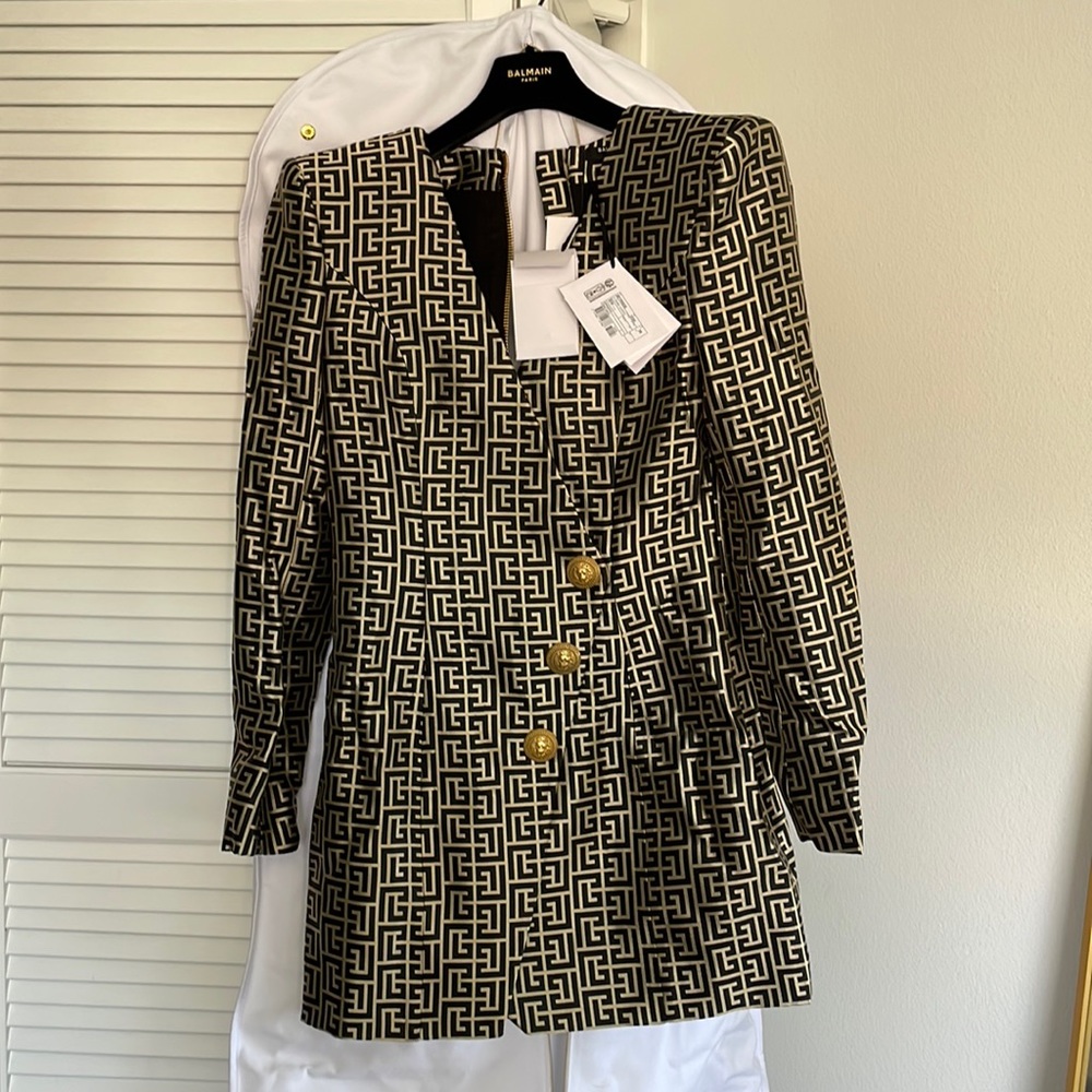 Balmain Monogrammed Jacquard Dress